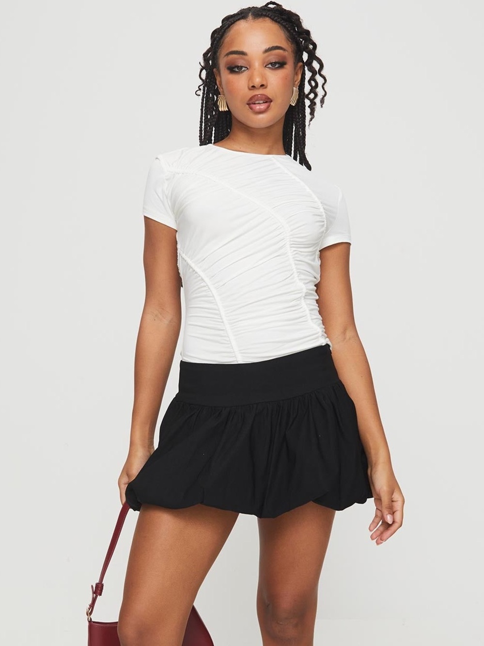 Black Bubble Hem Mini Skirt - Classic Women's Skirt